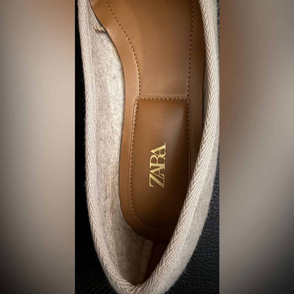 Zara Women's Cream Felt Ballet Flats | Sz 39 - Picture 5 of 6